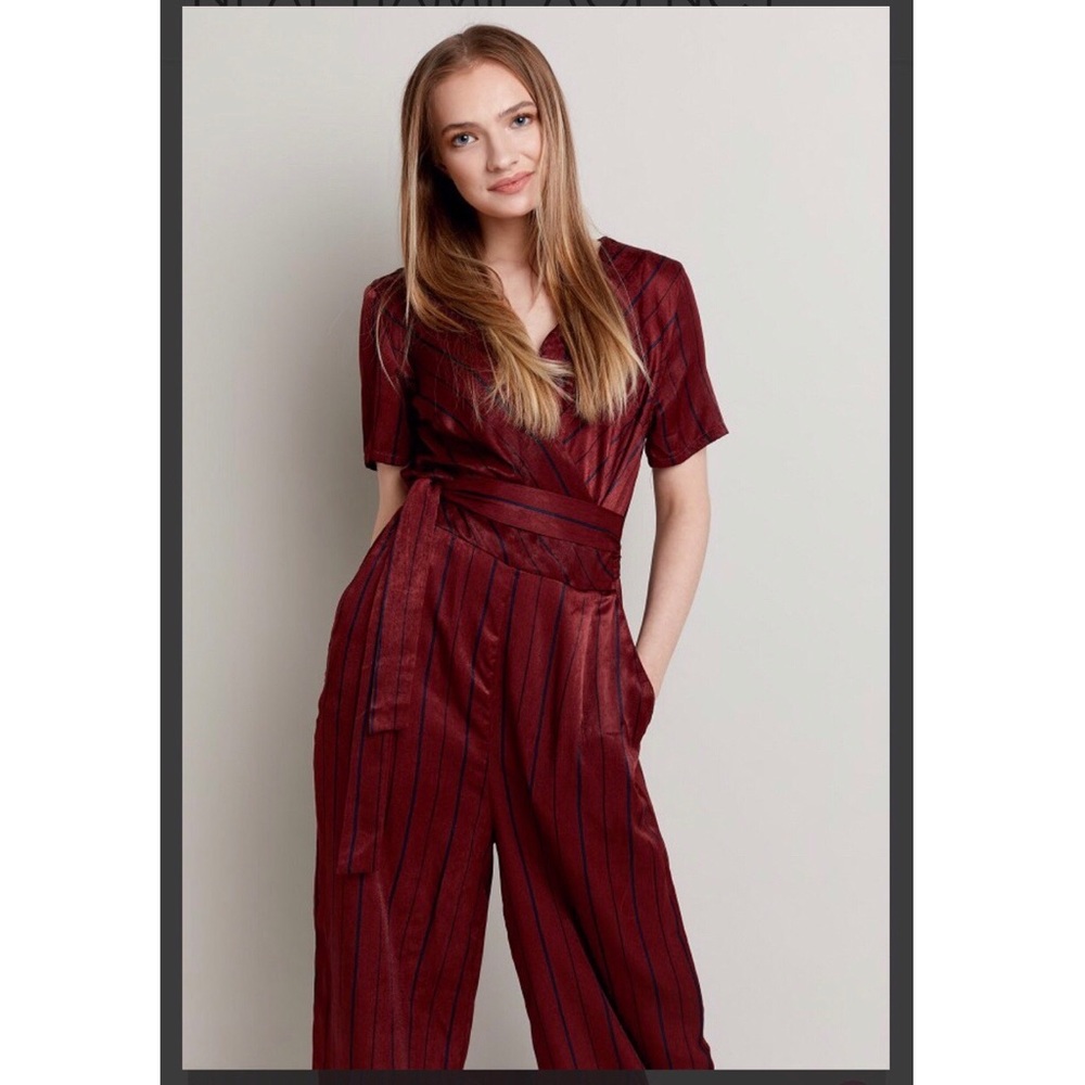 Striped Maroon Jumpsuit.